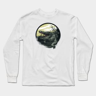 Dark Alligator Swamp Grunge Long Sleeve T-Shirt